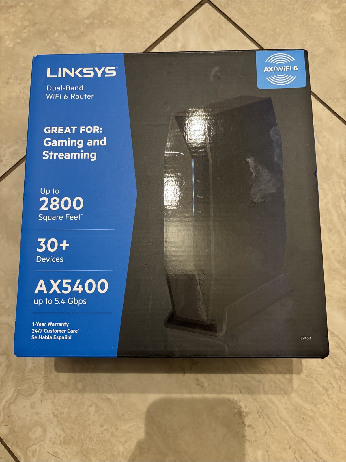 Linksys E9450 AX5400 Dual Band WiFi 6 Router Bundle with USB Adapter Black