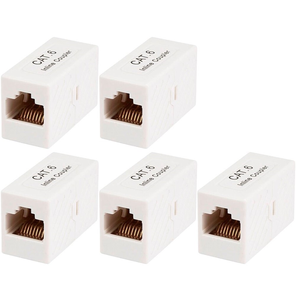 5x Cat6 RJ45 Network LAN Ethernet Straight Coupler Cable Joiner Extender White