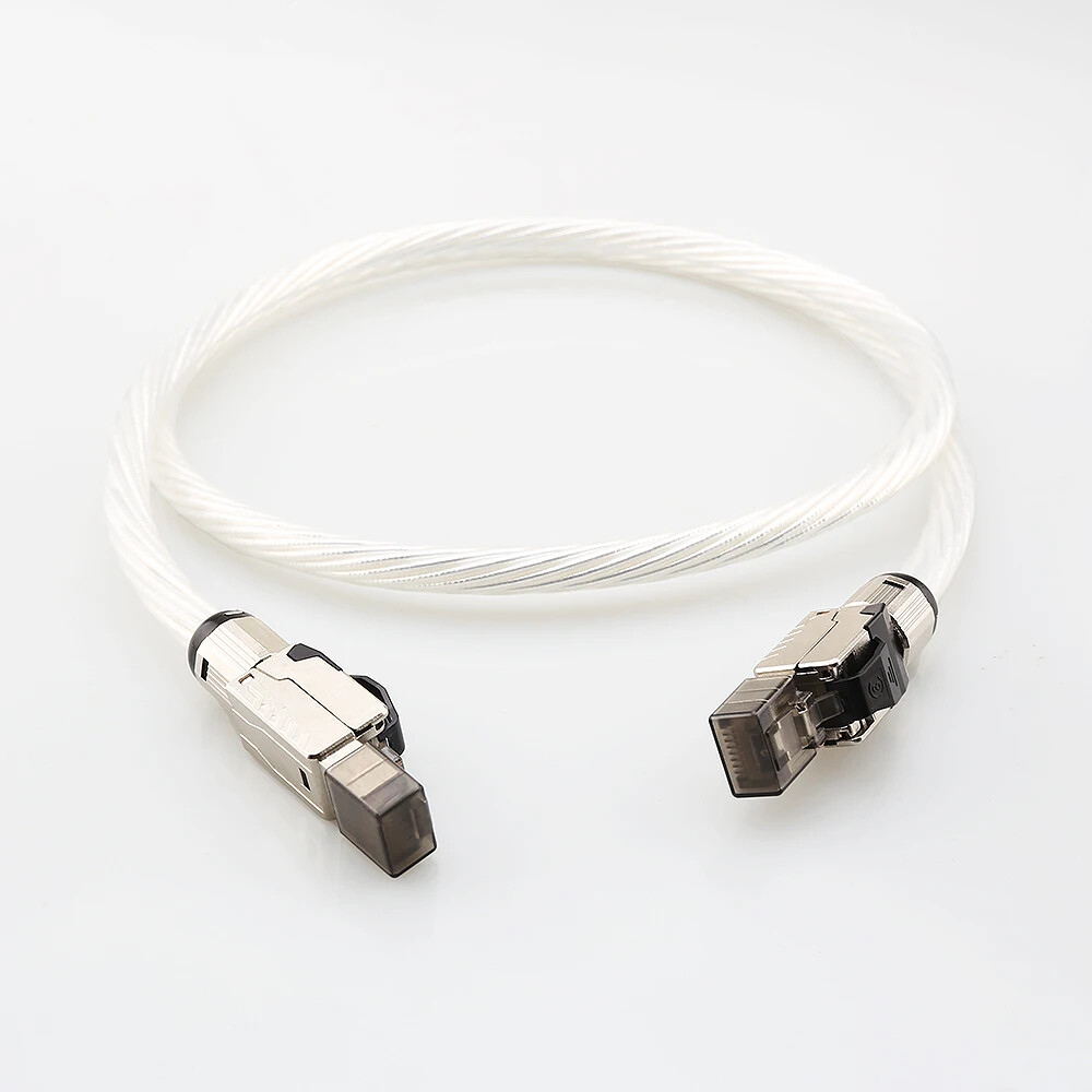 OCC Silver Plated HiFi Audio Ethernet Cable High-speed Cat8 Network RJ45 Lan