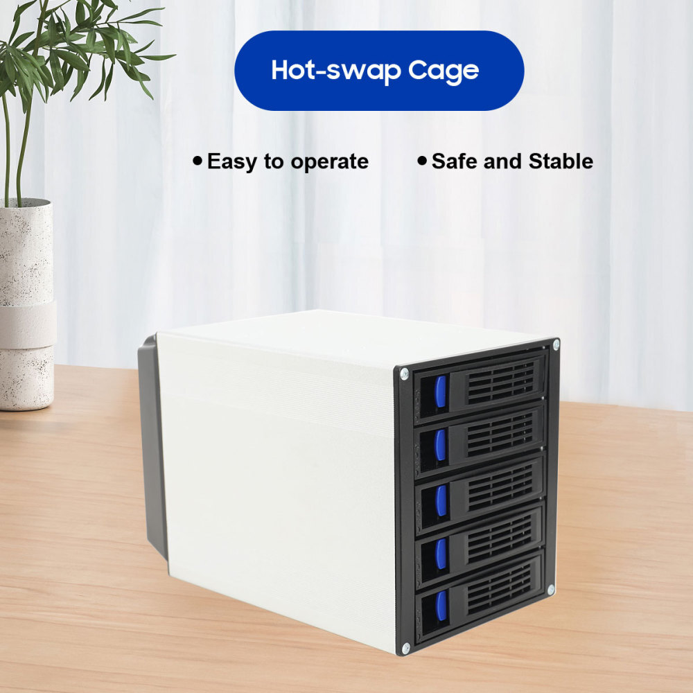 3.5"/2.5" HDD Enclosure Hot Swap Cage 5xSATA Sas HDD Press-Fit Hard Drive Drawer