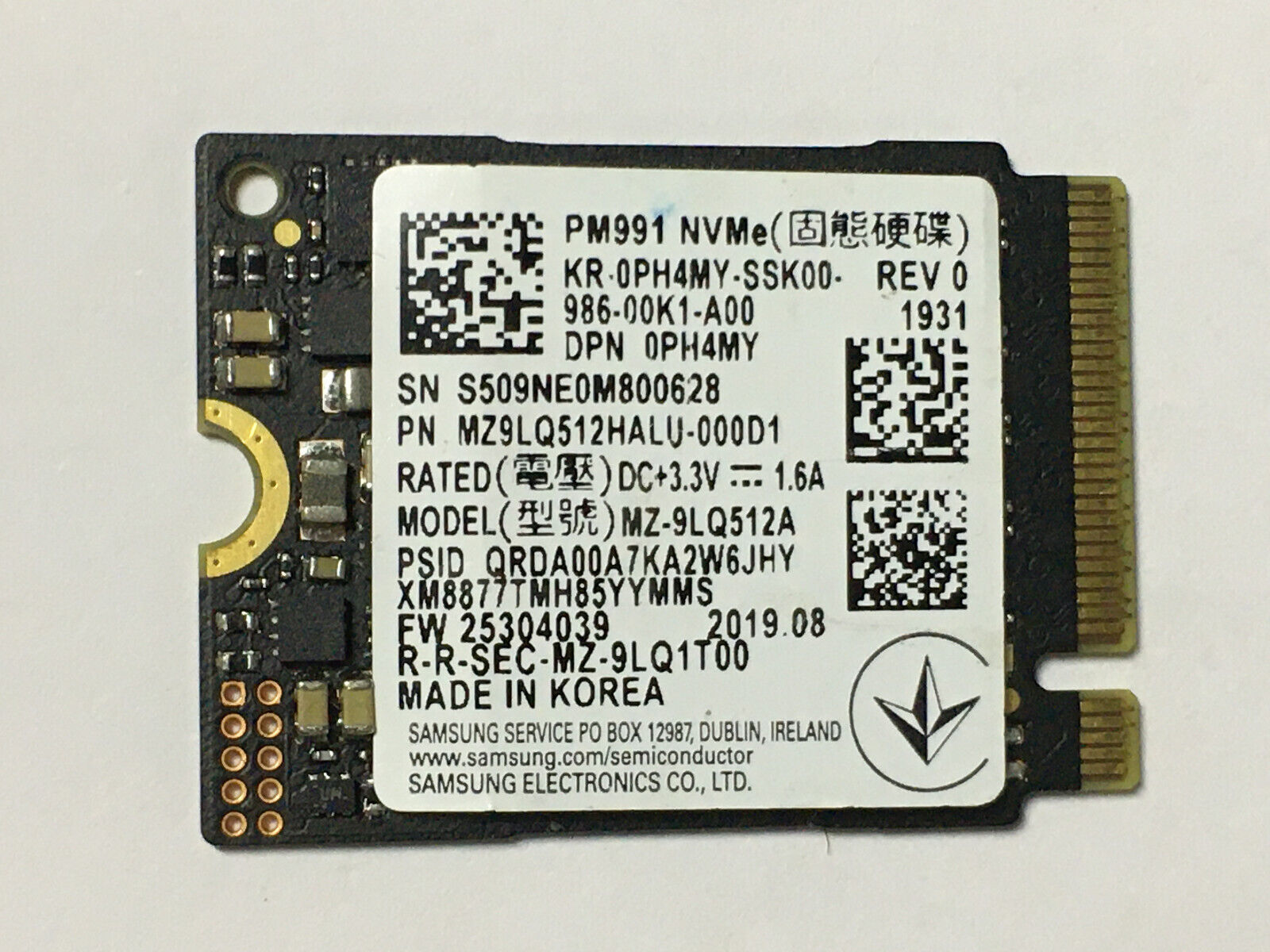 SAMSUNG PM991A PCIe NVMe M.2 2230 MZ-9LQ512A 512GB SSD For Steam Deck HP Laptop