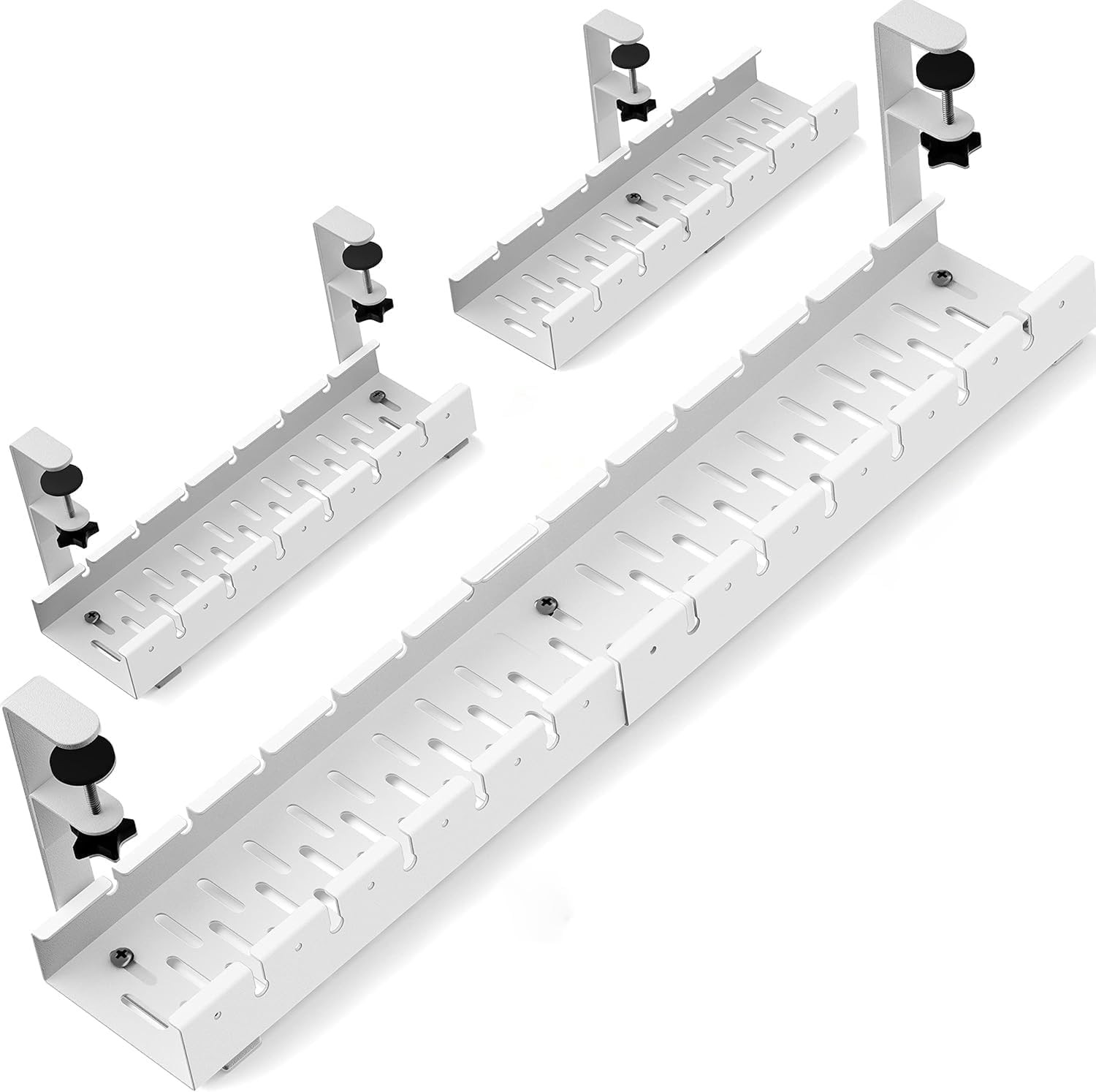 Under Desk Cable Management Tray No Drill Extendable 31 in Metal Cord Holder