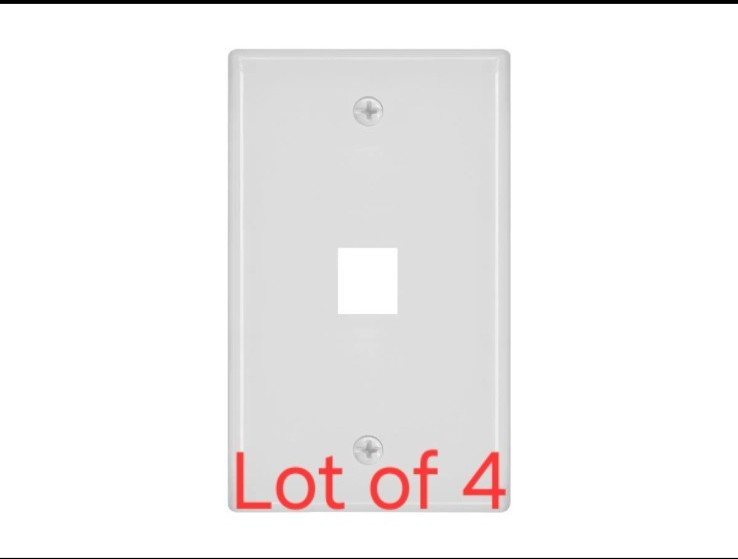 Lot Of 4 Monoprice 1-Gang Wall Plates for Keystone, 1-Port, White,