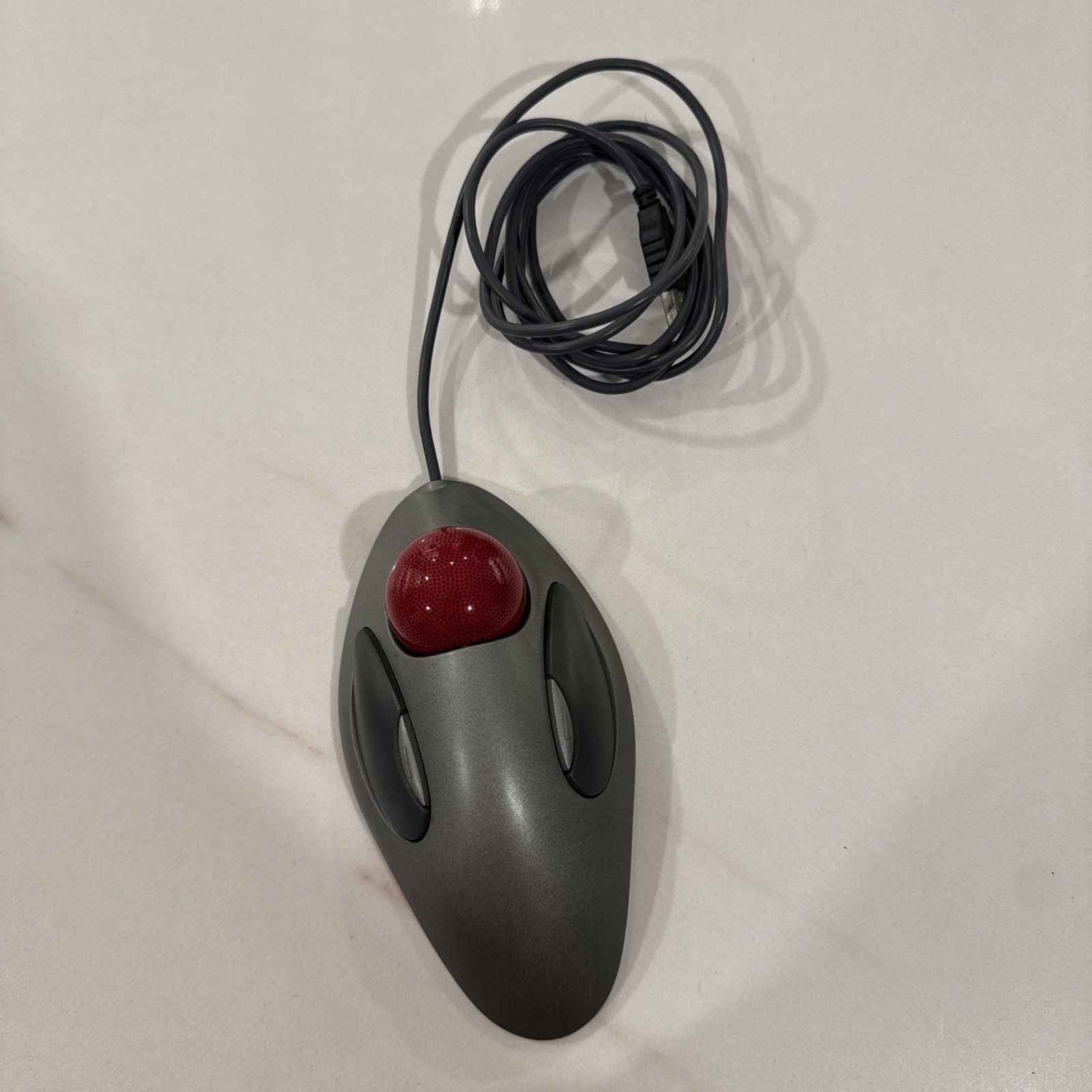 Logitech Trackman USB Red Marble Trackball Mouse T-BC21 Works