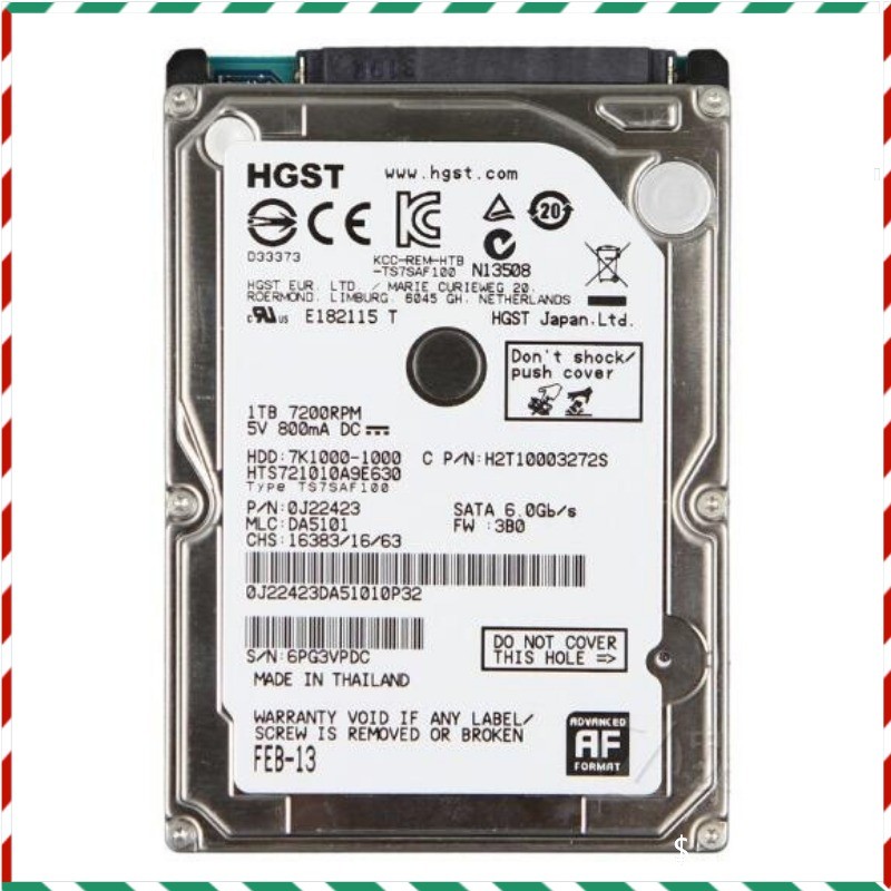 HGST 1TB 7200PRM HTS721010A9E630 32MB 6Gb/s SATA 2.5" Internal Hard Disk Drive