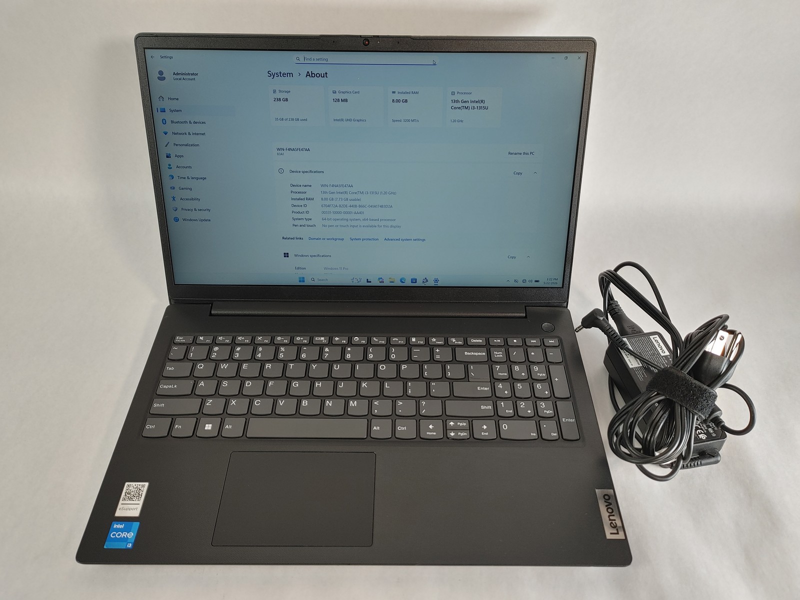 Lenovo V15 G4 IRU Core i3-1315U 1.20 GHz 8 GB DDR4 256 GB NVMe Windows 11 Pro