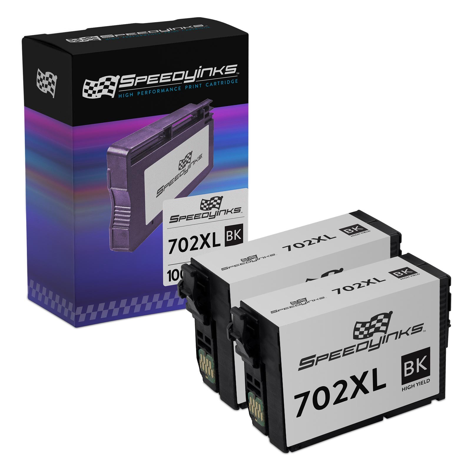 2PK SPEEDYINKS Reman 702xl 702 Black for Epson Workforce WF-3720 WF-3730 WF-3733