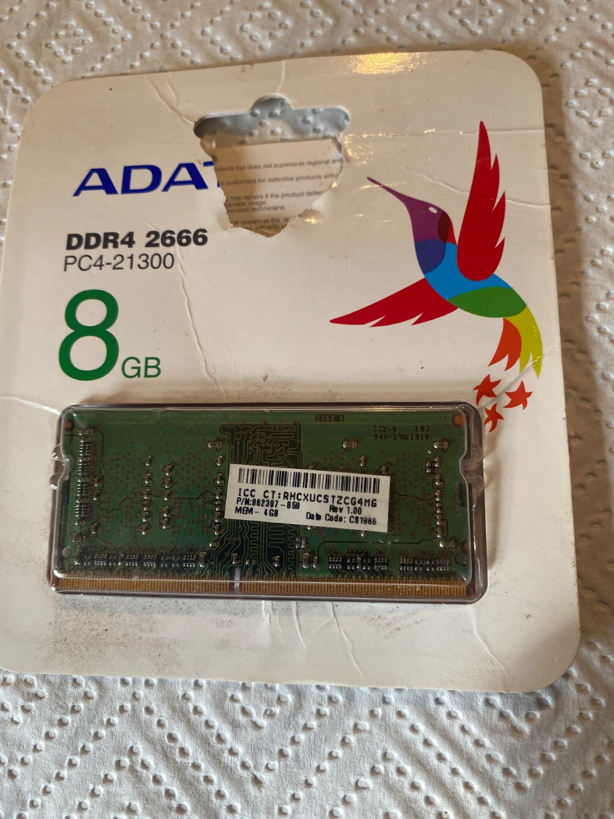 Brand new RAM   ADATA 8GB for Notebook - Sell $50 / purchase Price $149 Harvey N
