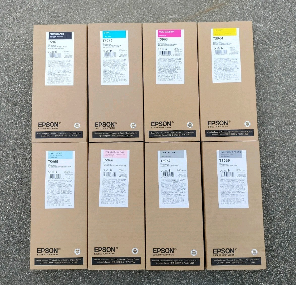 8 of Set Genuine EPSON 350ml Ink T5961 T5962 T5963 T5964 T5965 T5966 T5967 T5969