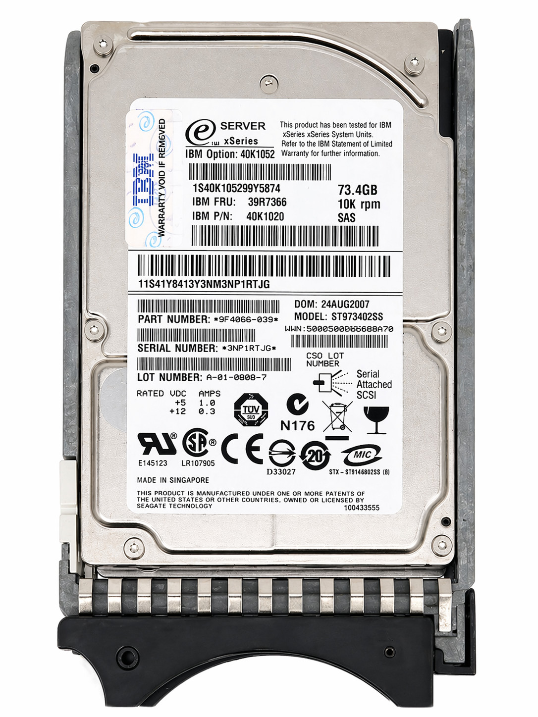 IBM 40K1020, FRU 39R7366  - 73.4GB 10K SAS 2.5" HD