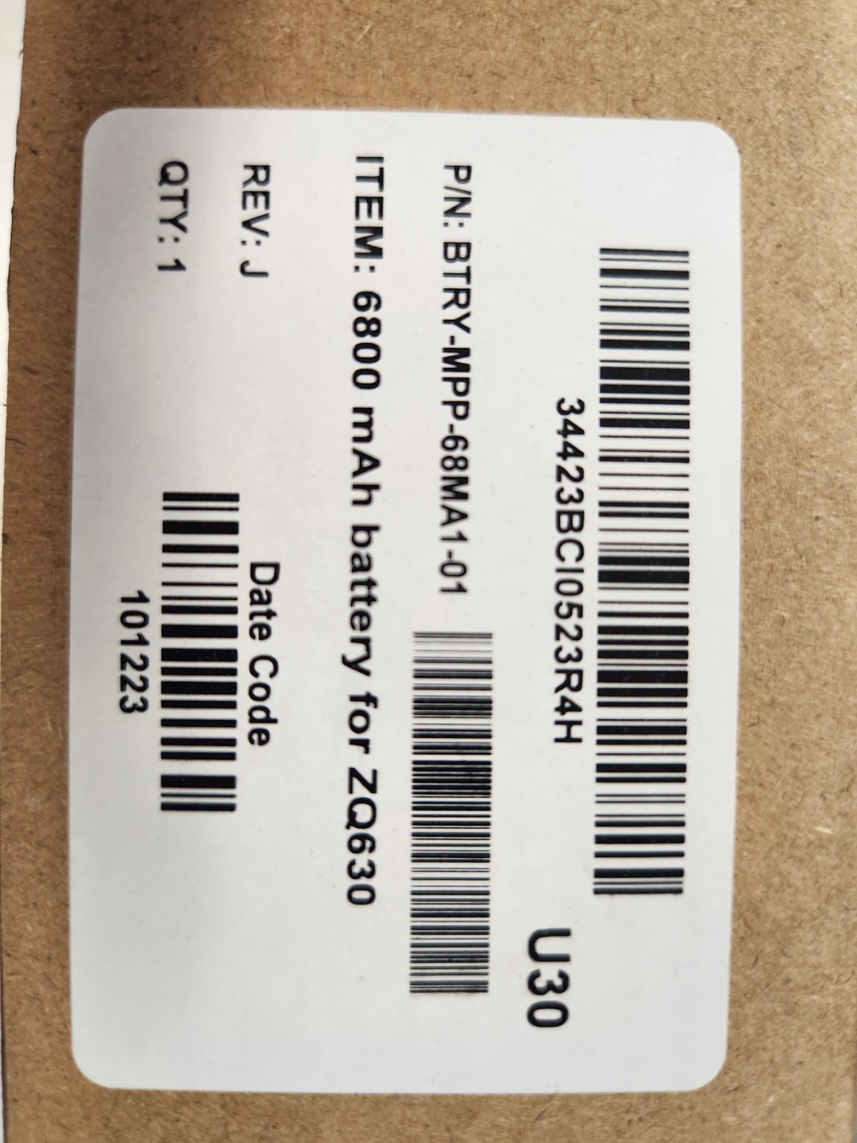 New GENUINE Zebra Battery BTRY-MPP-68MA1-01 6800mAh for ZQ630