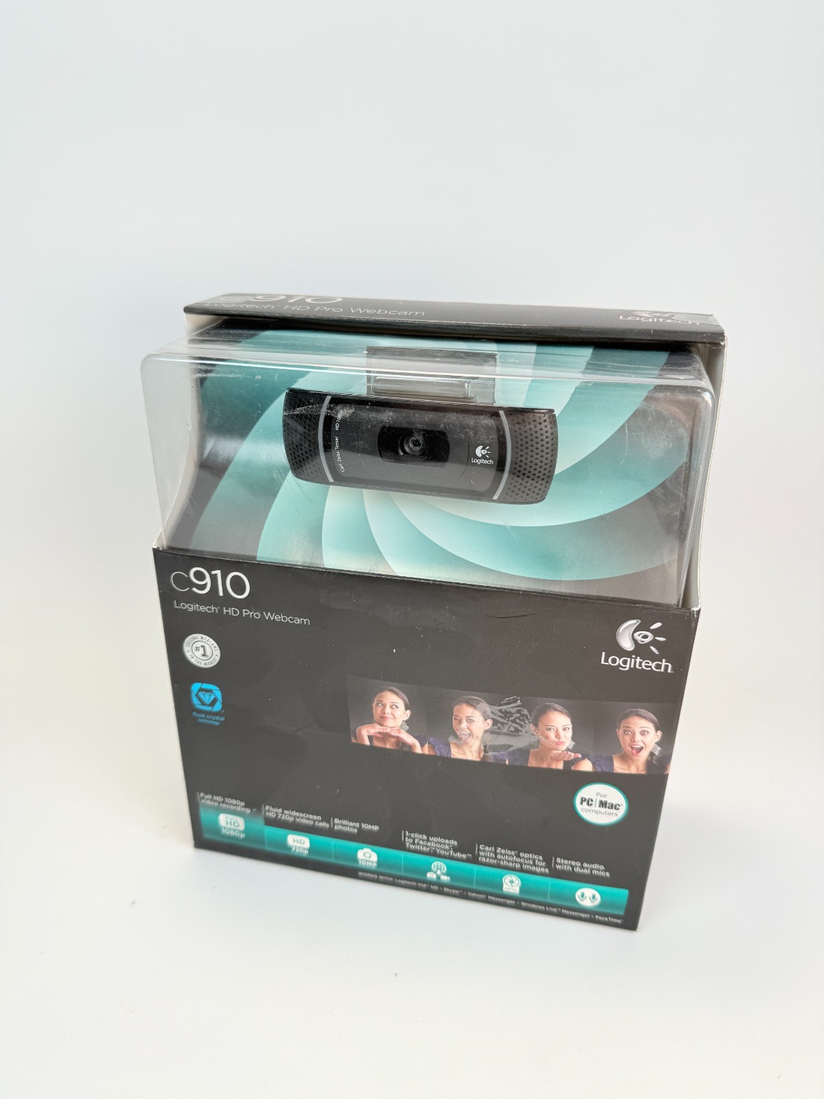 Logitech HD Pro Webcam C910 Black Full HD 1080 10MP Photos New Sealed