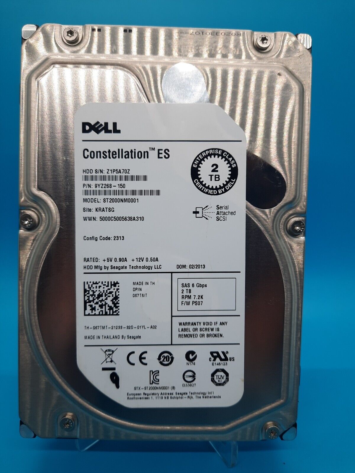 Dell PowerEdge 67TMT 2TB 7.2K 6G SAS 3.5 Drive ST2000NM0001 Segate 100% HEALTH