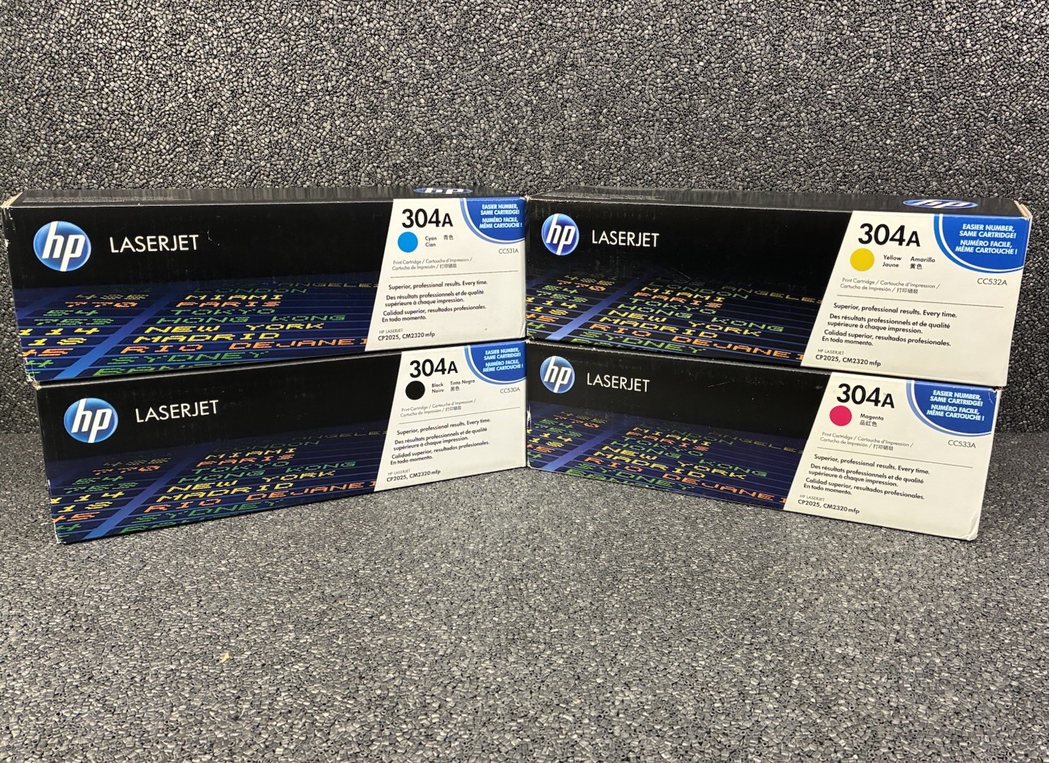 SET OF 4 HP GENUINE 304A CYAN TONER CARTRIDGE NEW AND FACTORY SEALED