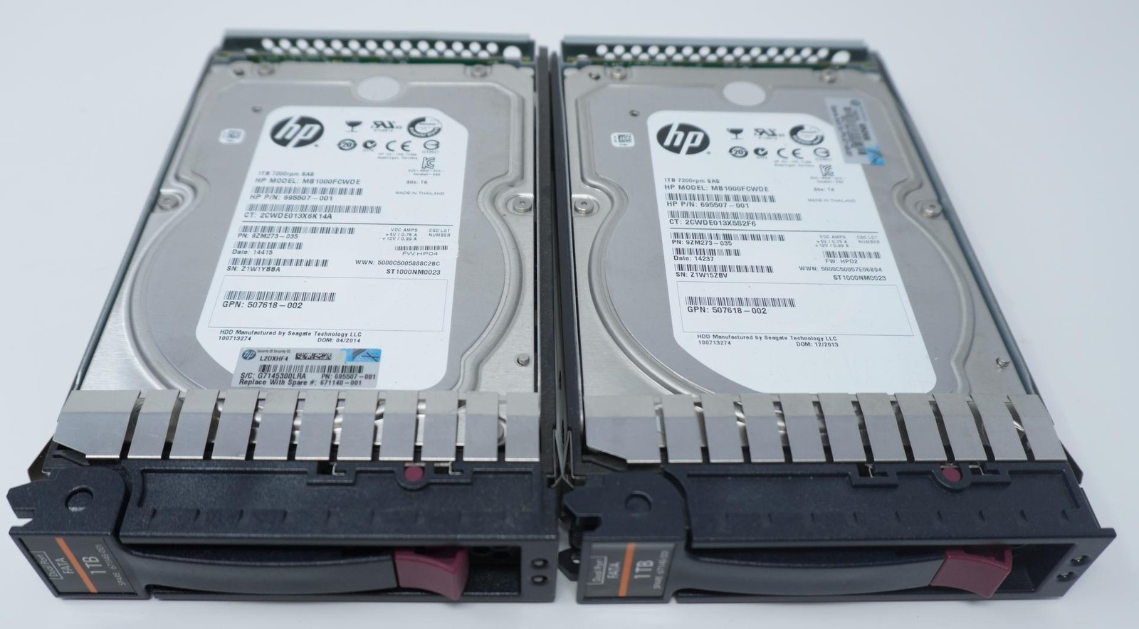 Lot of 2 - AG691B 461137-B21 MB1000FCWDE HP 1TB 7.2K RPM4Gb/s LFF 3.5" FATADrive