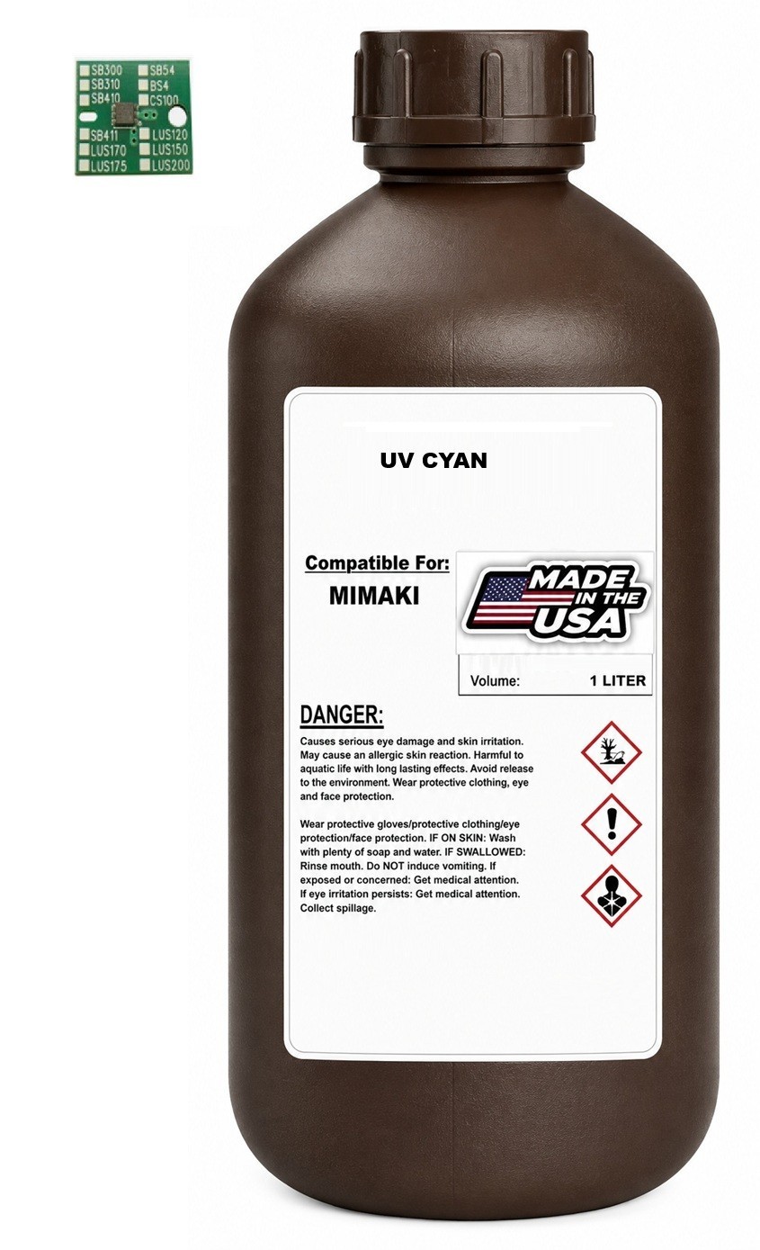 PREMIUM COMPATIBLE UV CURE INK FOR MIMAKI  LUS 170  (1 LITER ML BOTTLE) + CHIP