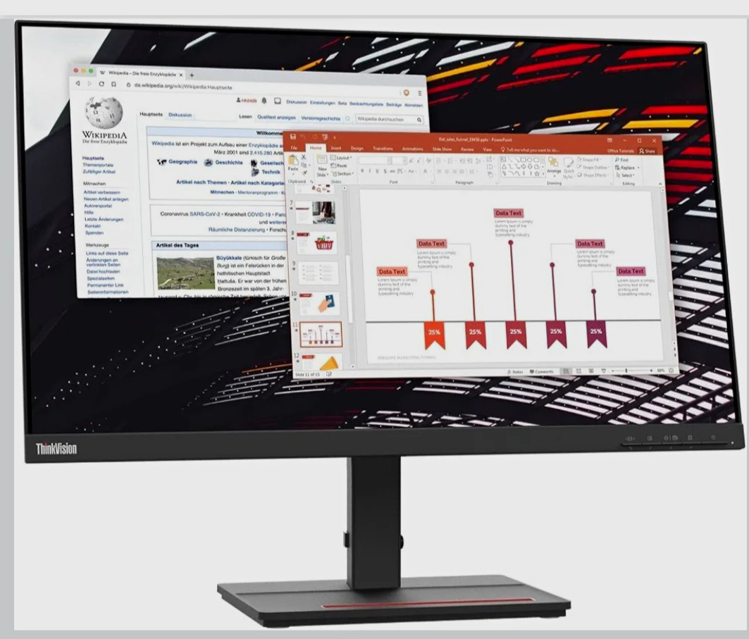 Lenovo ThinkVision S24e-20 23.8" Full HD WLED LCD Monitor - 16:9 - Raven Black