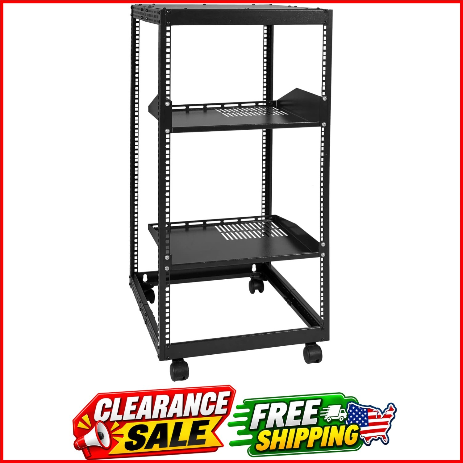 20U Open Frame Server Rack, 23''-40'' Adjustable Depth, Free Standing or Wall...