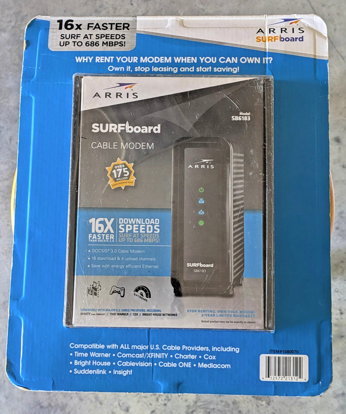 ARRIS SURFboard SB6183 DOCSIS 3.0 Cable Modem 686 Mbps 16x4 channels Gaming NEW