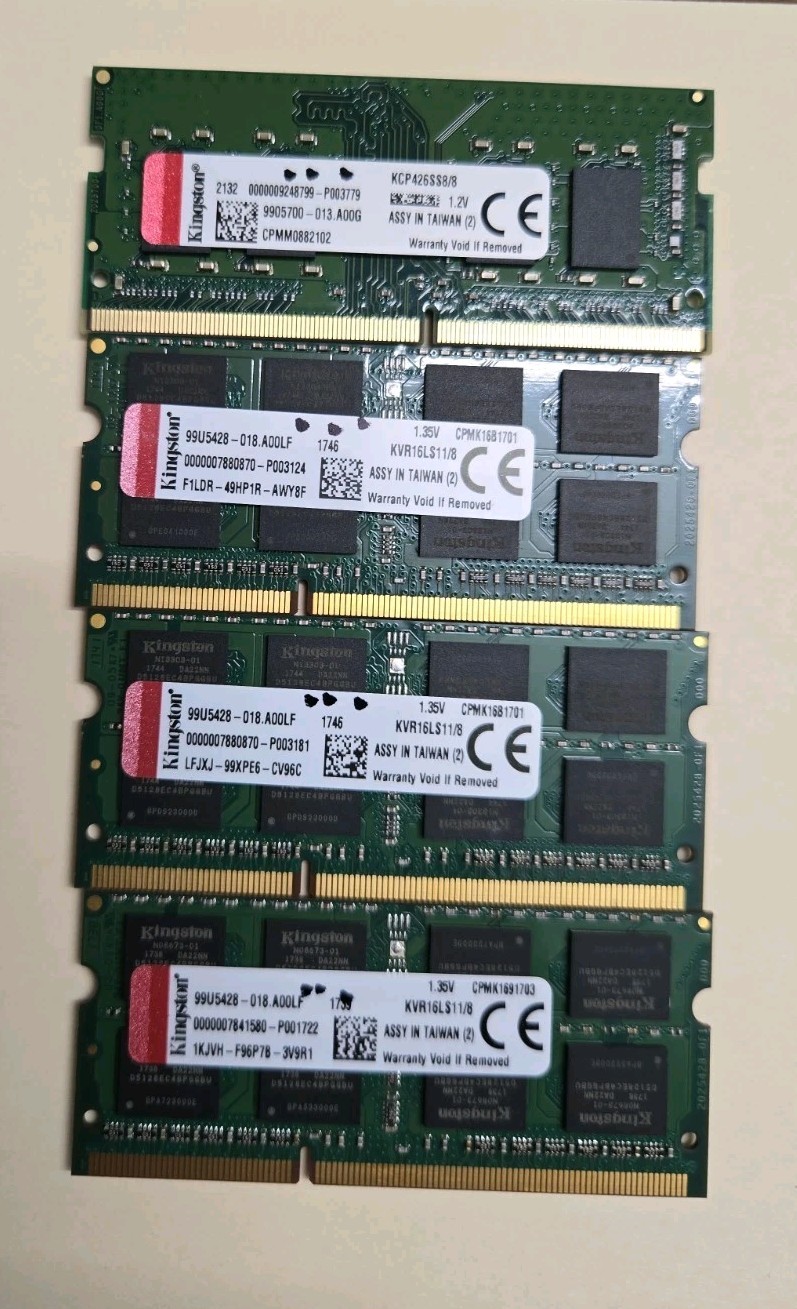 Kingston KVR16S11/8 8GB RAM SO-DIMM DDR3 12800S 1.35V Tested.