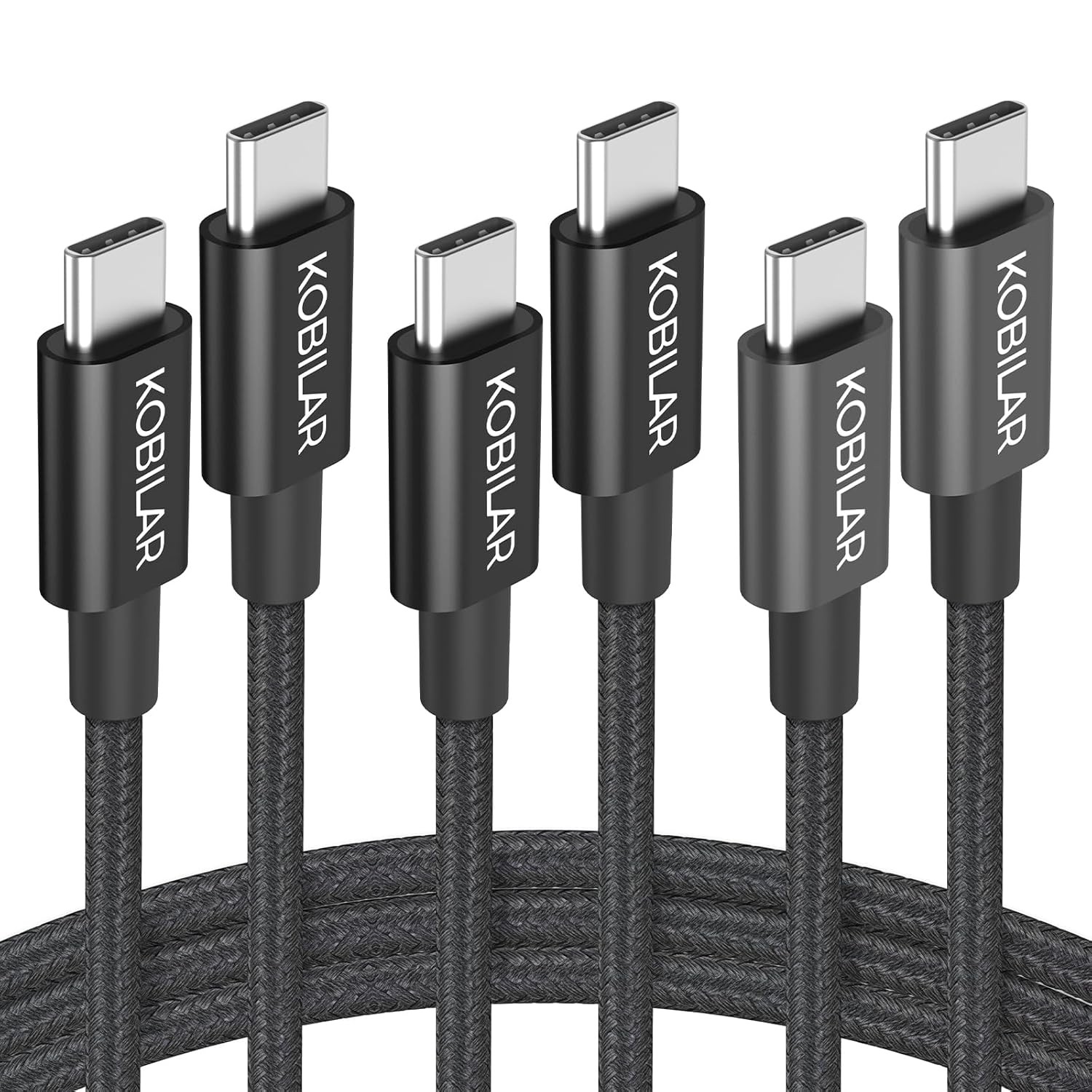 USB C to C Cable,60W 3A Fast Charging C 3pack-3.3+5+6.6ft, Black 