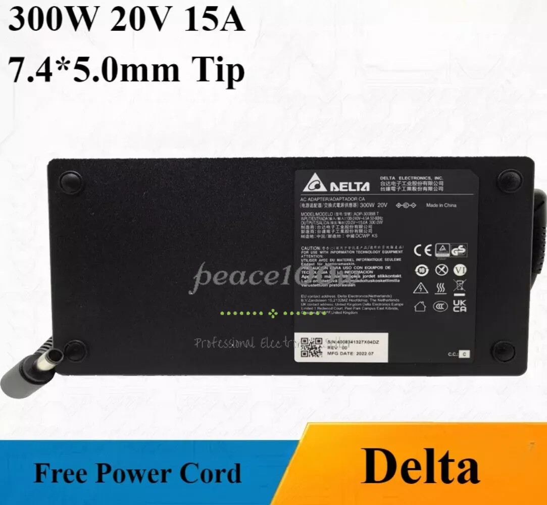 Original Delta 300W 20V 15A Charger ADP-300BB T 7.4*5.0mm Gaming Laptop Adapter