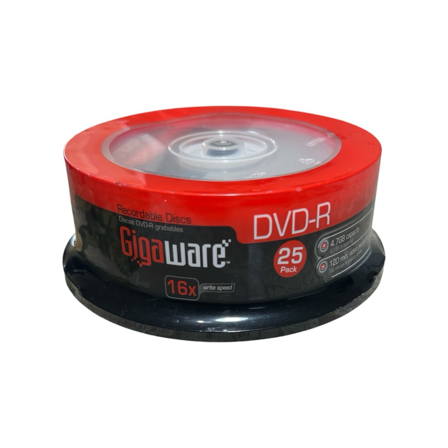 25-Pack Spindle Gigaware DVD-R 120Min VIDEO 4.7GB DATA 16X Speed Blank Discs NEW