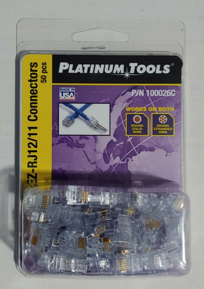 Platinum Tools 100026C EZ-RJ12/11 Connectors (50 PC PACK)