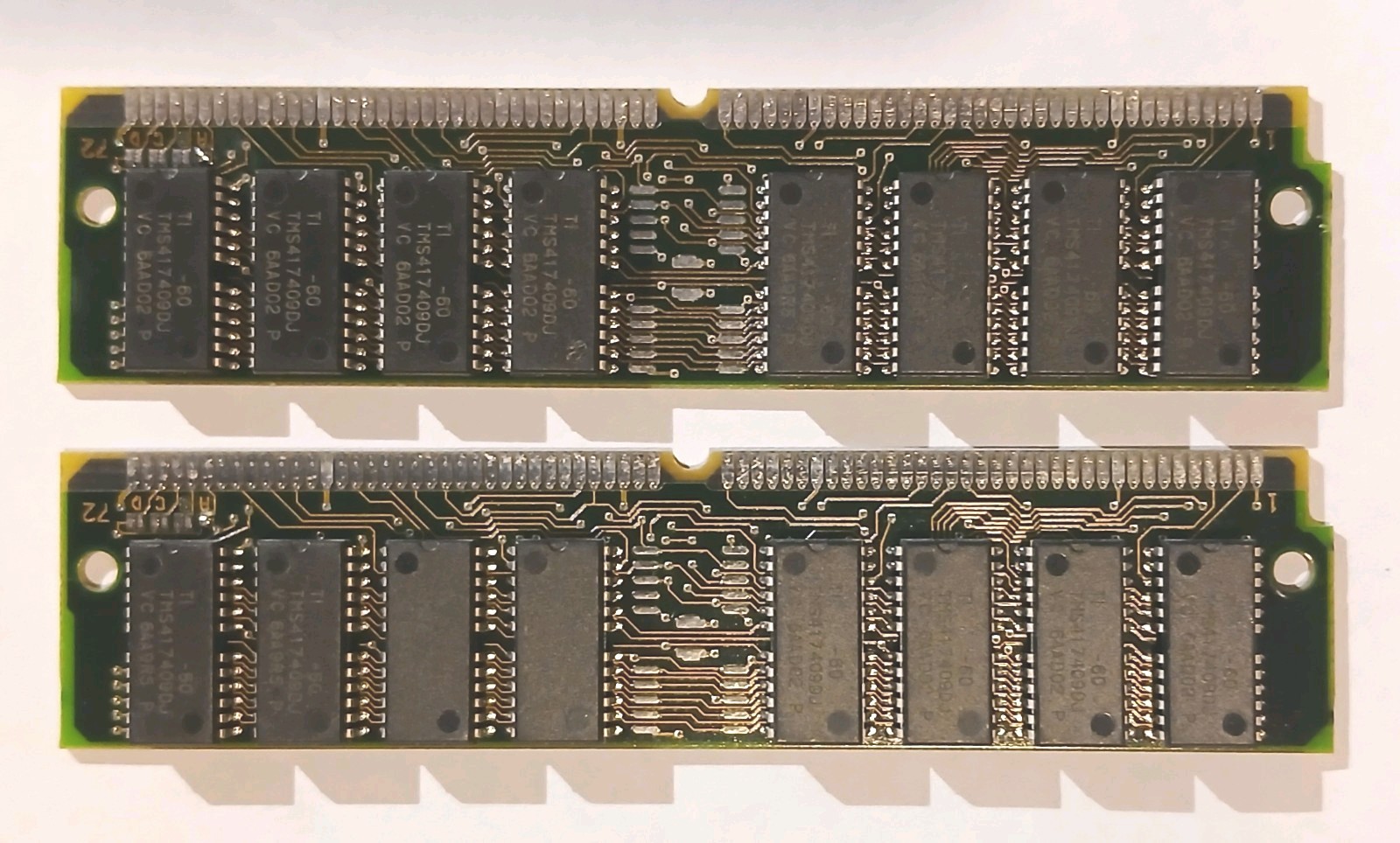 Two Sticks Vintage Texas Instruments TM497FBK32S-60 SIMM Computer RAM Memory