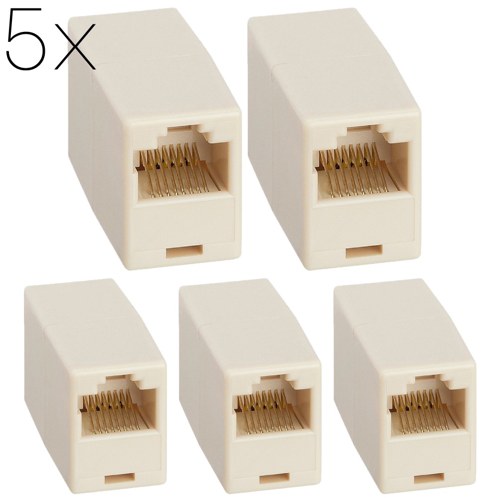 RJ45 Inline Coupler Ethernet Cable Coupler 8P8C Straight Cat5e Coupler Beige