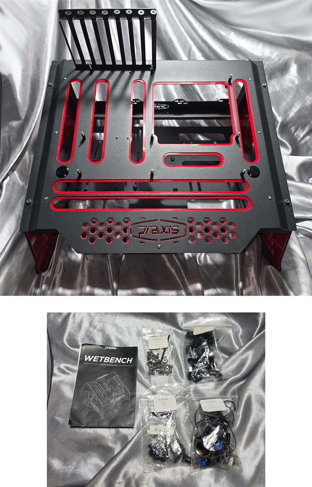 PRIMO CHILL'S PRAXIS WETBENCH RED BLACK STEEL POWDER COATED METAL PC BENCH CASE 