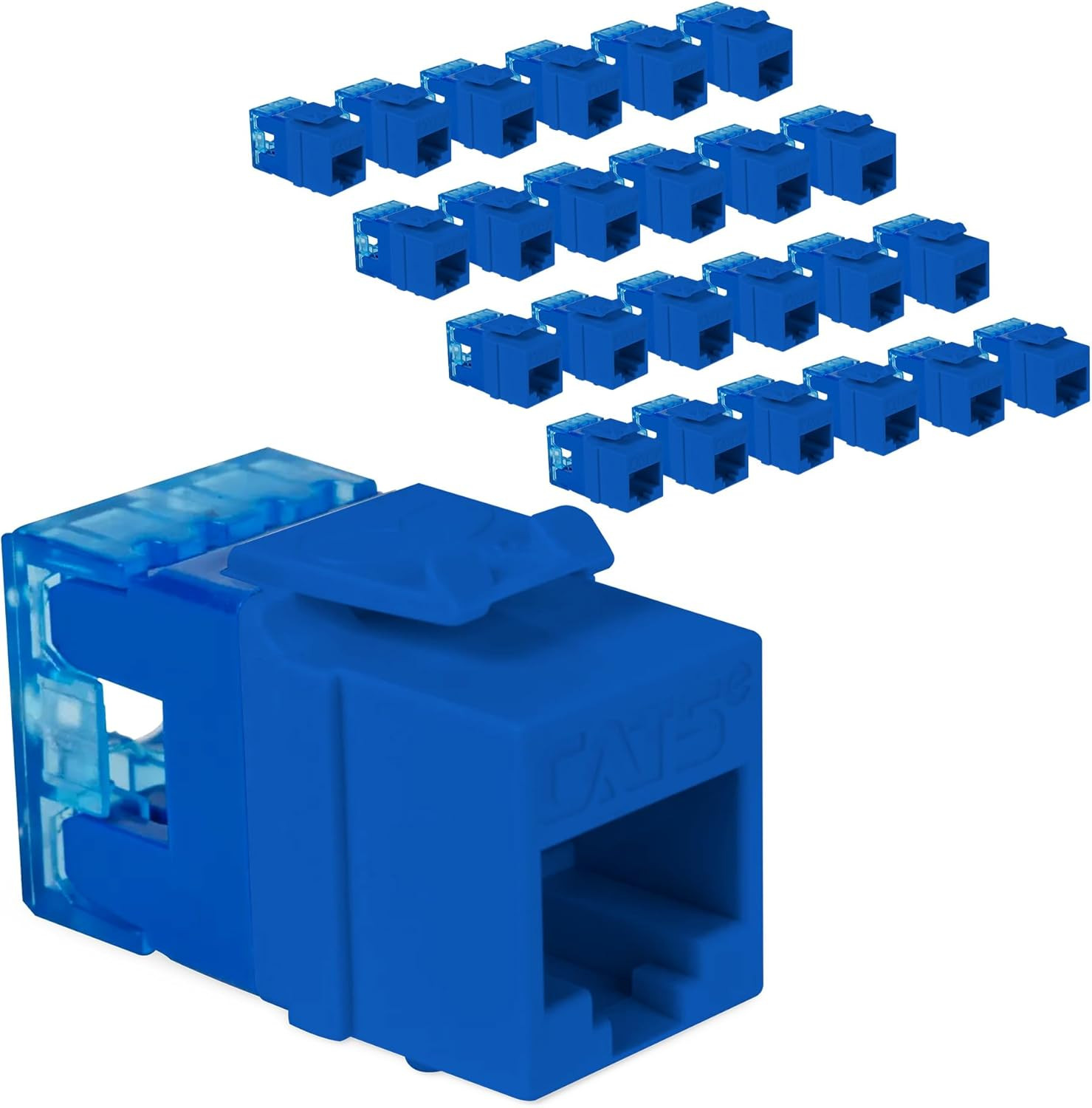 CAT5e Keystone Jack with Slim Profile 180 Degree Punch Down, RJ45 UL Listed 25PK
