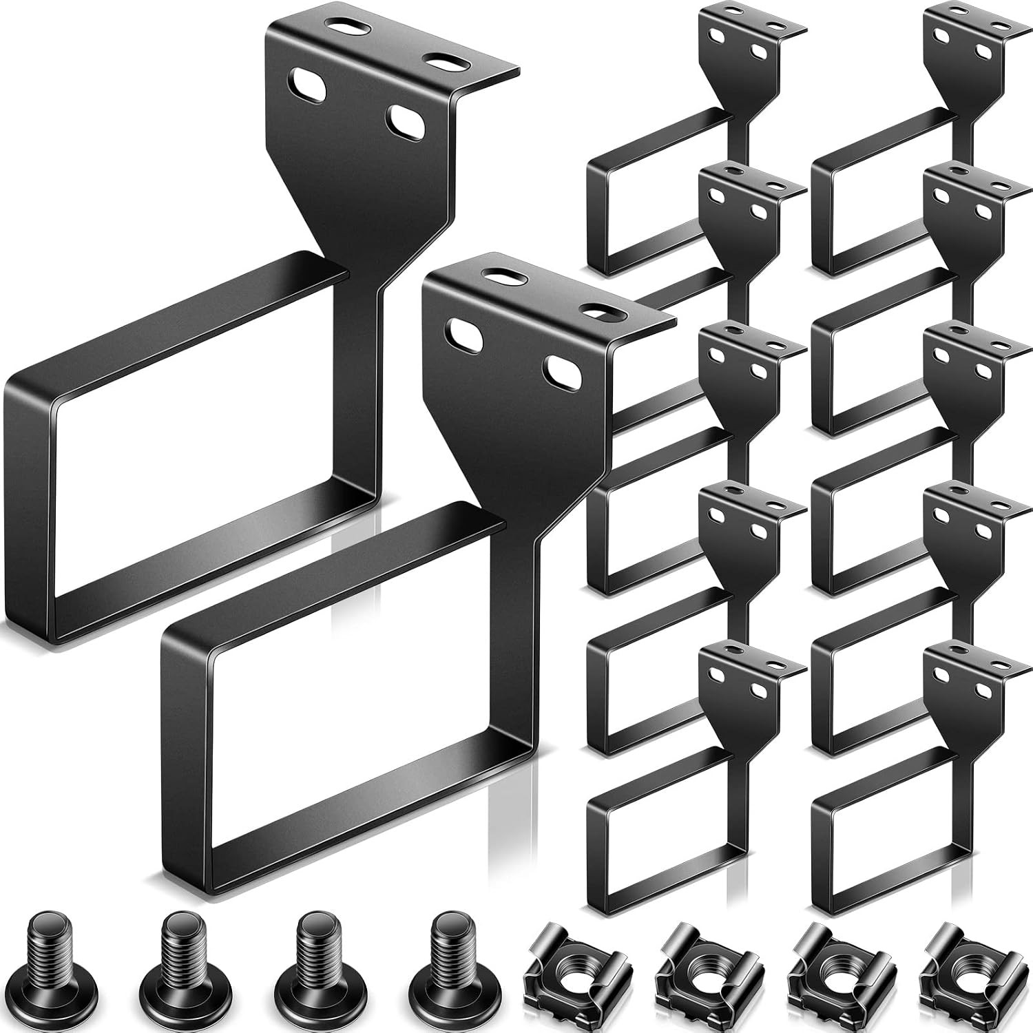 Tudomro 10 Pcs Vertical D Ring Cable Management Rack for Server, Black