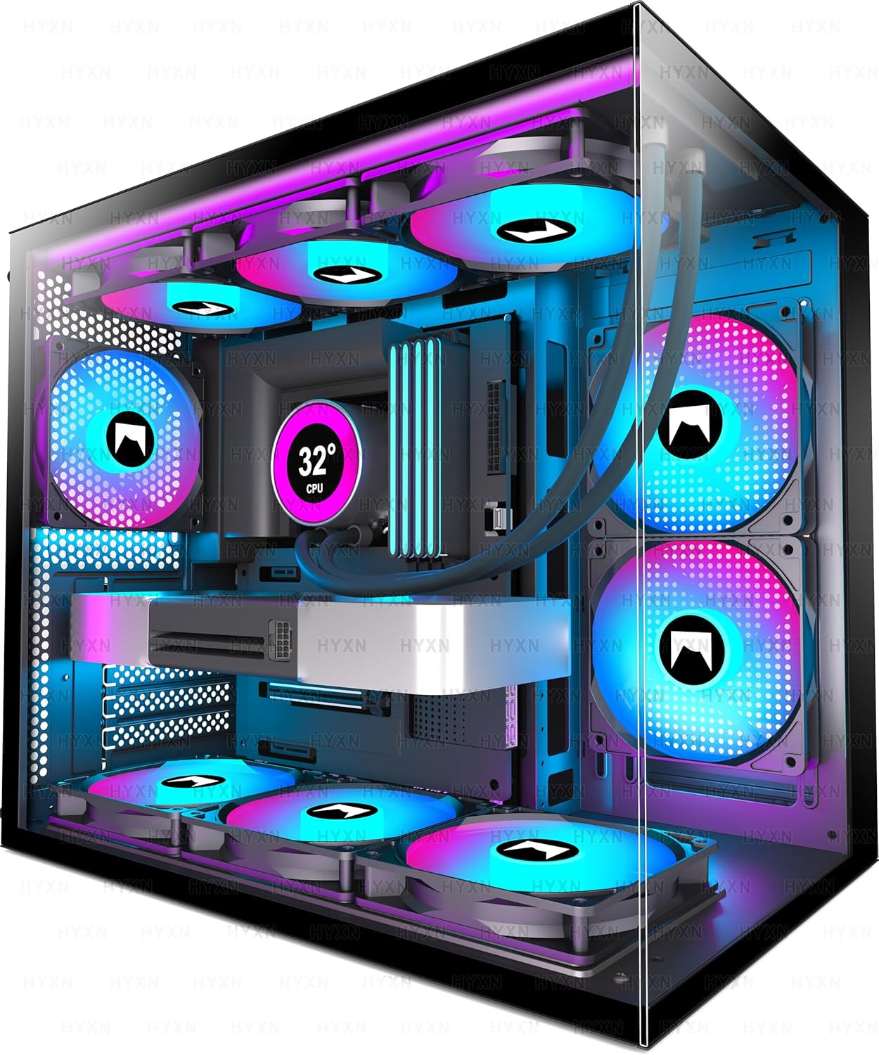 H3  ATX PC Case - Pre-Installed with 3 ARGB Fans - Compact Dual Cavity Mid-Tower