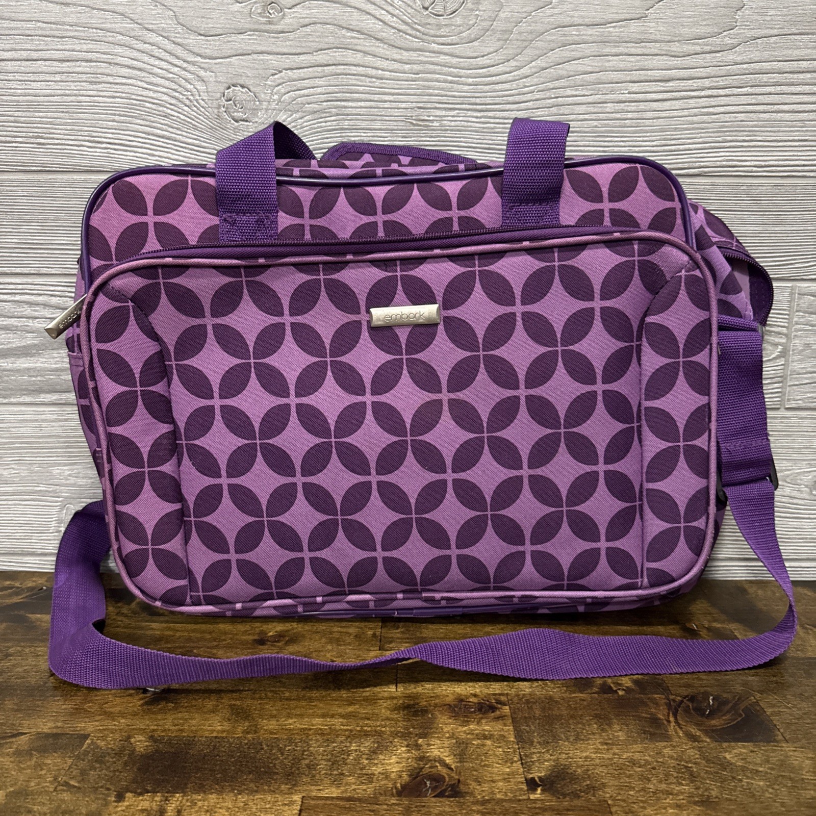 Purple Laptop Messenger Bag Embark 16x12 Geometric Shoulder Tote Travel Case