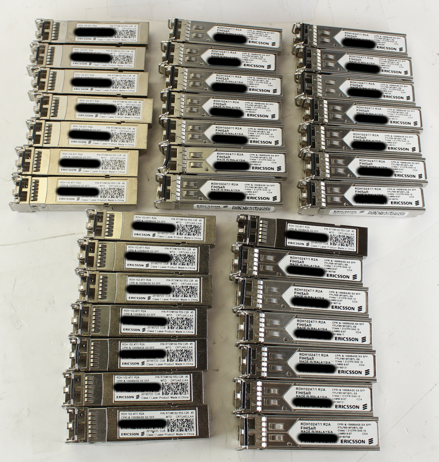 Lot of 35 Ericsson Finisar RDH10247/1R2A FTLF8519P3BTL-E8 SFP Transceiver Module