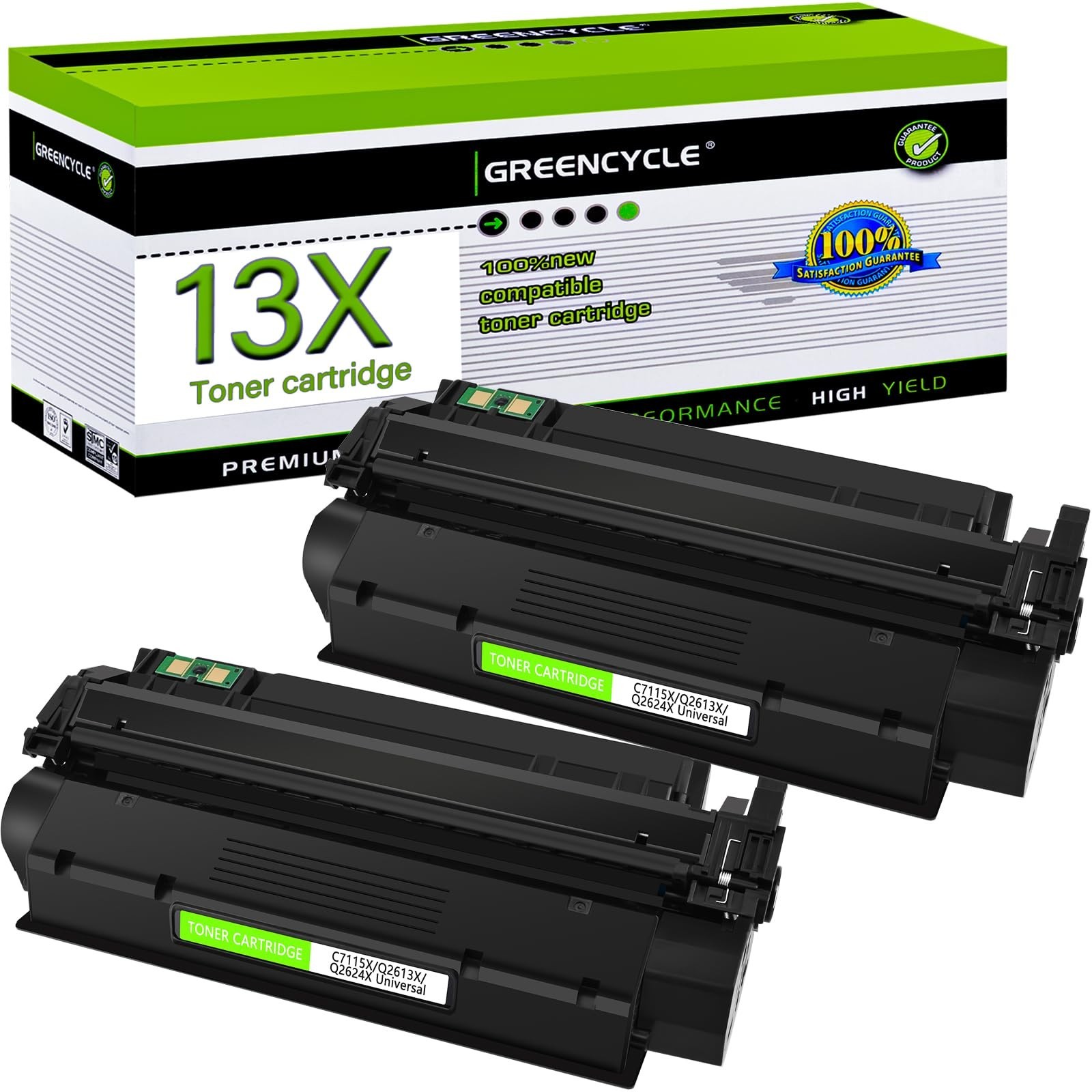 greencycle 2 PK Black Toner Cartridge Replacement Compatible for HP 13X Q2613...