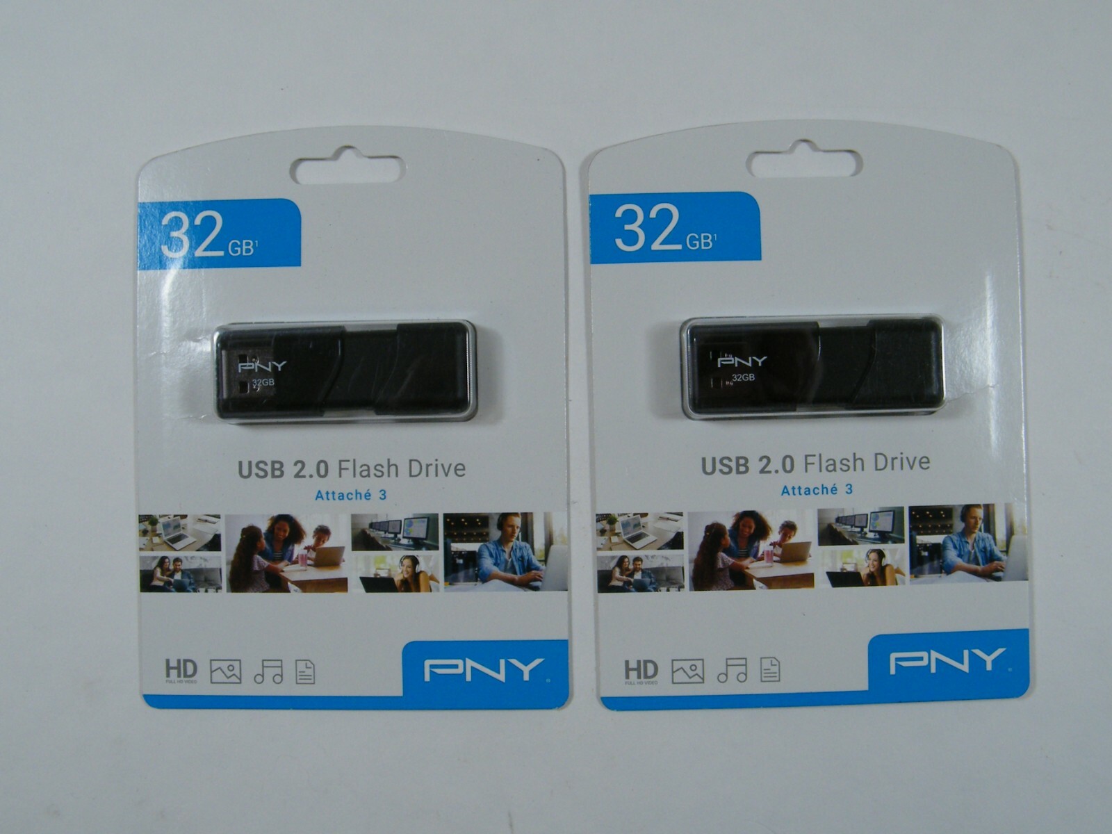 (2) PNY 32 GB USB 2.0 FLASH DRIVE NEW SEALED 4K