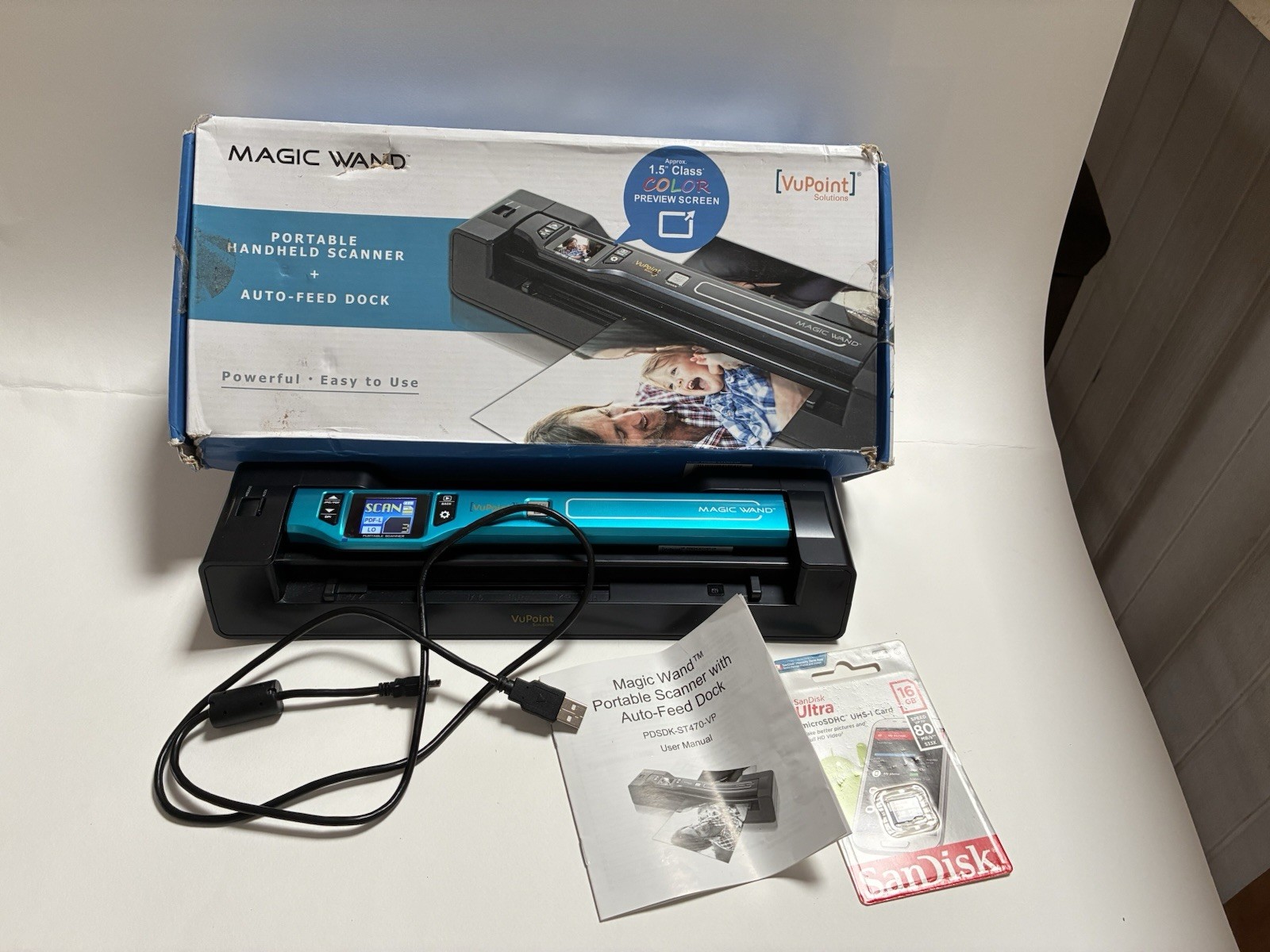 VuPoint Magic Wand Portable Scanner/ Auto-Feed Dock PDSDK-ST470-VP New Open Box