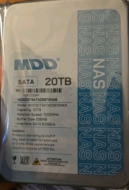 MDD 20TB 7200RPM 256MB Cache SATA 6.0Gb/s 3.5" Internal NAS Hard Drive