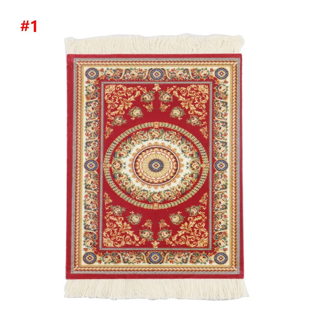 Persian Carpet Mouse Pad Retro Style Tassel Edge Table Woven Rug Decor Laptop PC