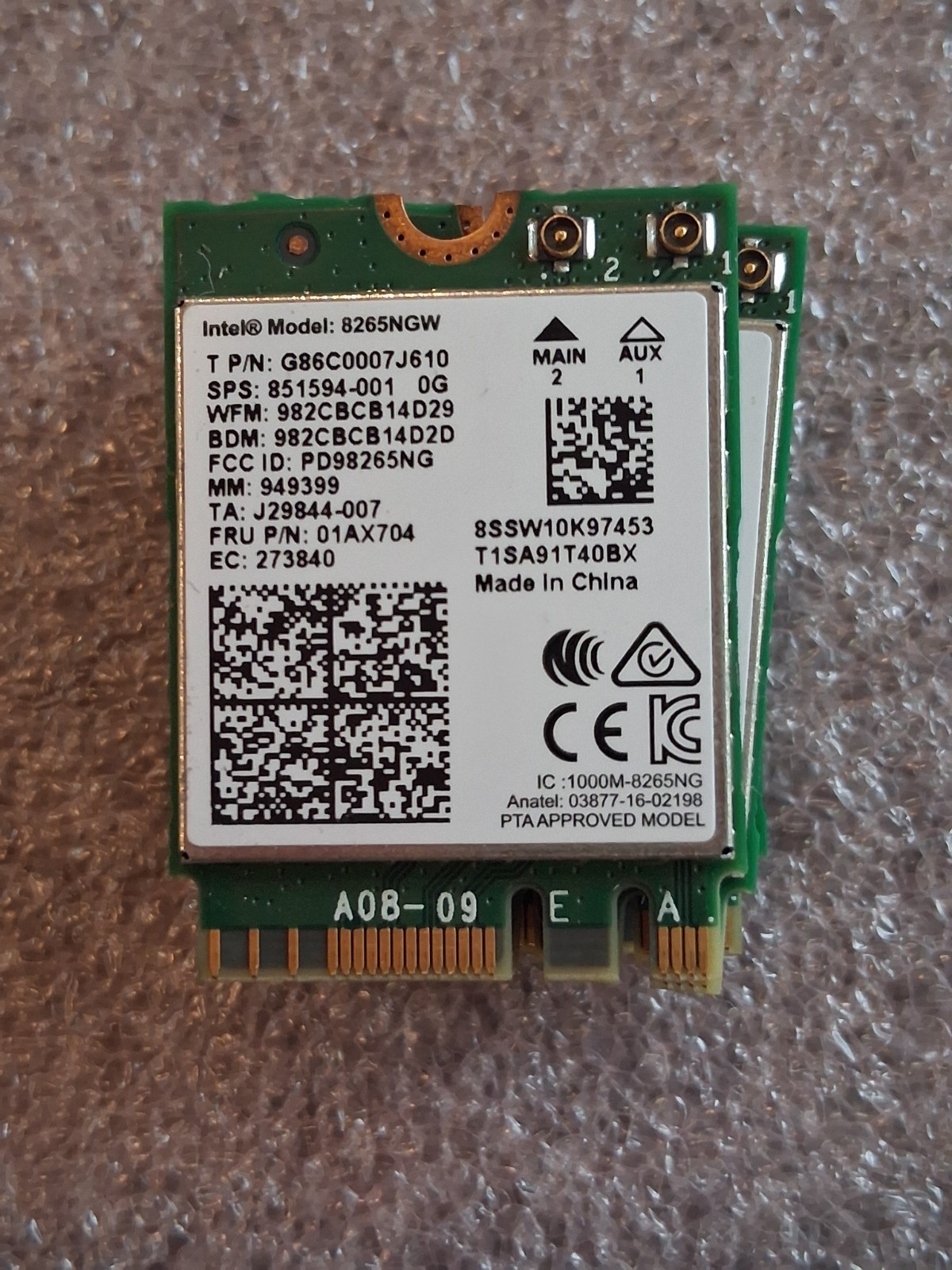 *Lot of 5* Intel 8265NGW Dual Band Wireless Card Bluetooth 4.2 WiFi 851594-001