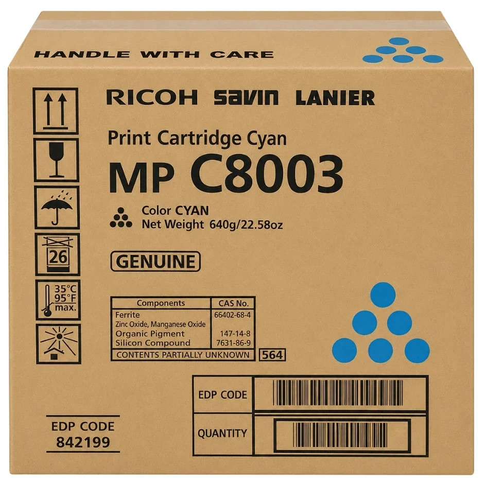 Genuine Ricoh MP C8003 Toner Cartridge 842199 Cyan