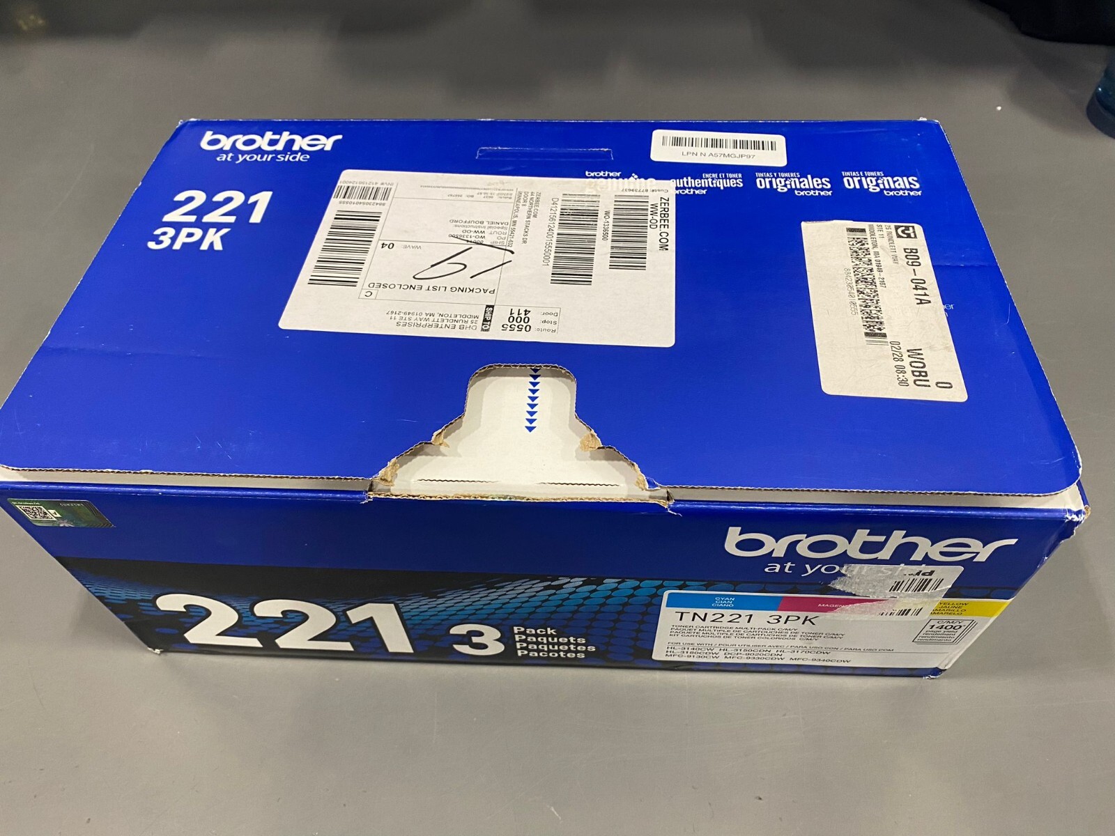 Brother Genuine TN221C, TN221M, TN221Y Cyan, Magenta and Yellow OPEN BOX SEALED