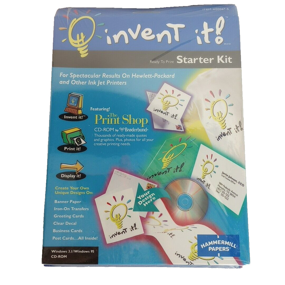 Invent It Ready to Print Starter Kit & Greeting Cards Windows 3.1/Windows 95