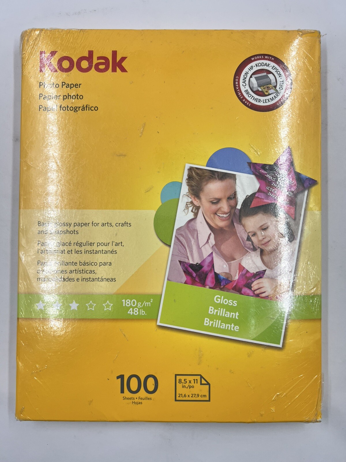 Kodak 4x6 Gloss Photo Paper 100 Sheet Pack Instant Dry New In Box Sealed