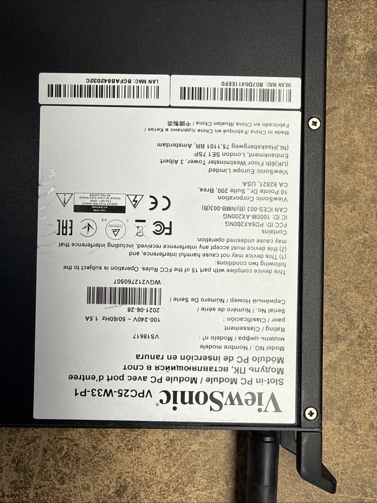 Viewsonic VPC25-W33-P1 Turns On And Works. Read Description