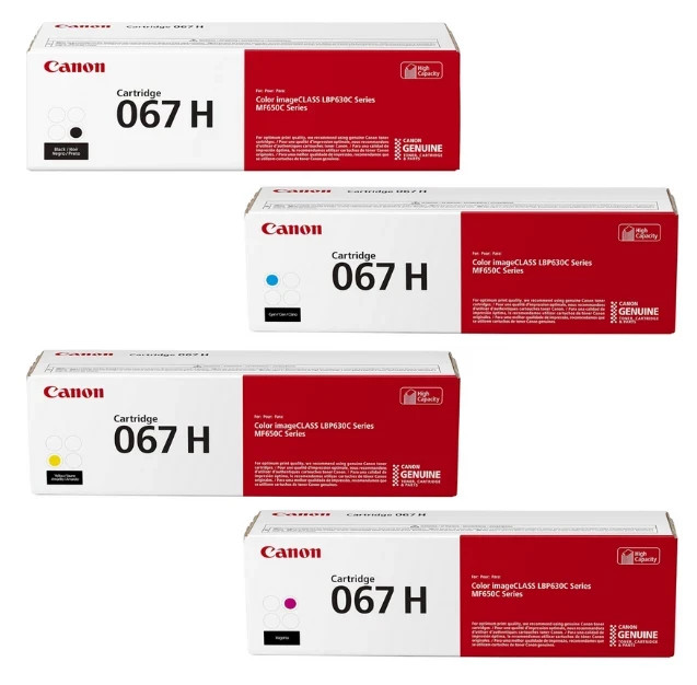 Canon 067H Genuine OEM High Yield Toner Set 4-Pack Black Cyan Magenta Yellow
