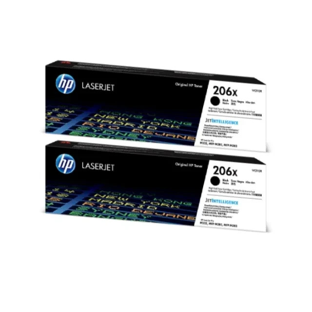 HP 206X Black High Yield Toner Cartridge (W2110X), Pack Of 2