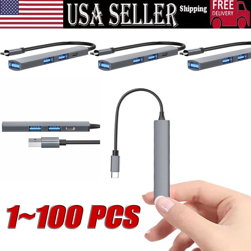 USB C Hub 4 Ports Type C to USB 3.0 Hub Adapter For MacBook Pro Mac Samsung Lot